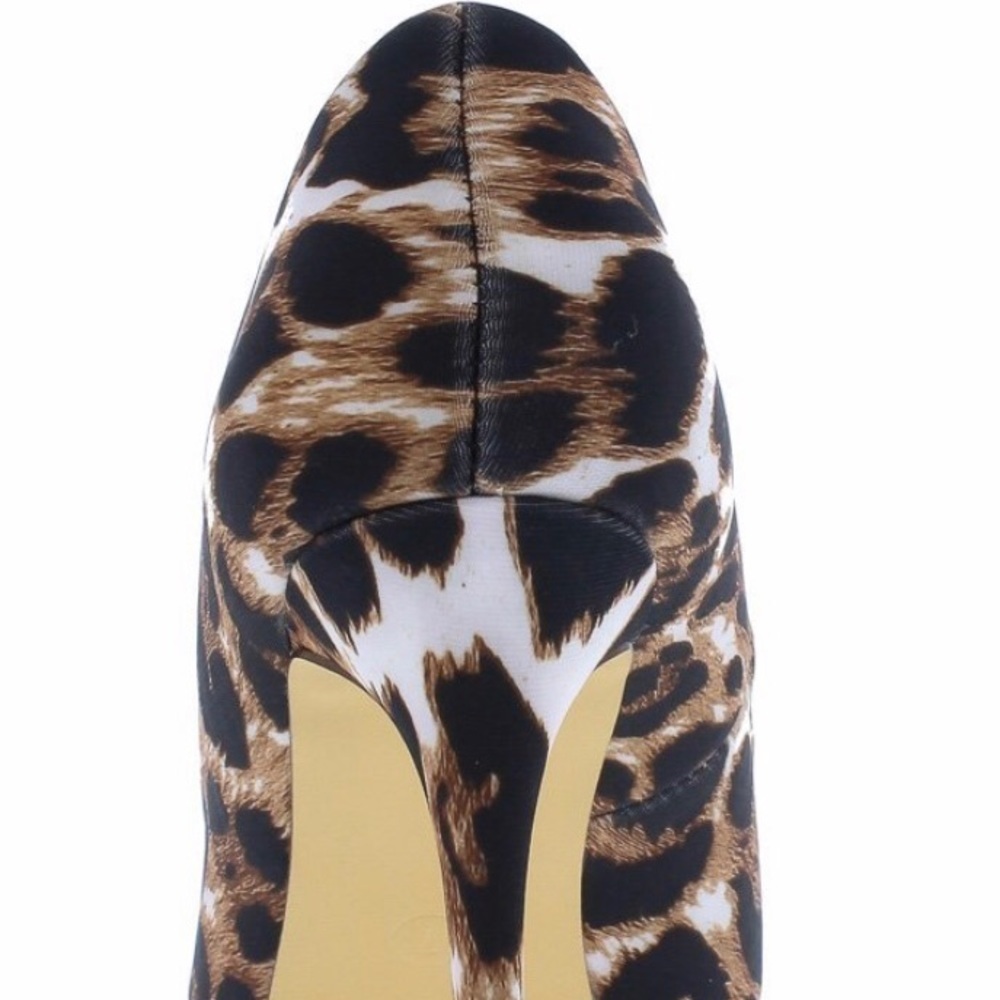 Leopard pointy peep toe platform heels by Liliana - Picture 4 of 4